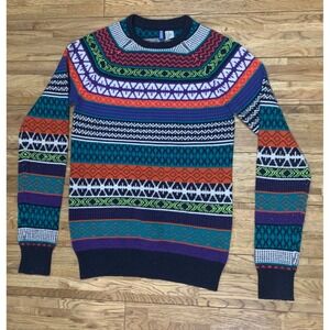 H&M Divided Fair Isle  Knit Wool Blend Sweater Indie Sleeze Streetwear-XS